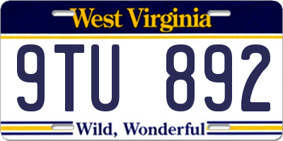 WV license plate 9TU892
