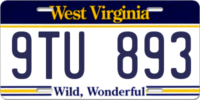 WV license plate 9TU893