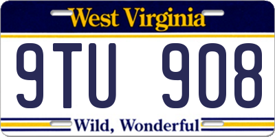 WV license plate 9TU908