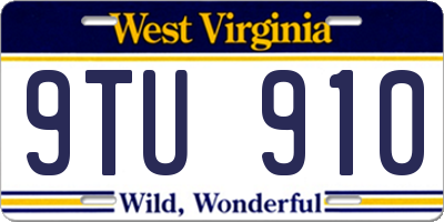 WV license plate 9TU910