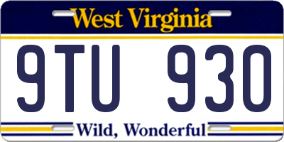WV license plate 9TU930