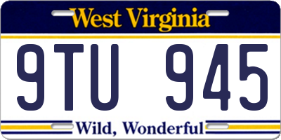 WV license plate 9TU945