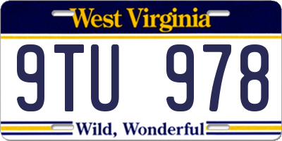 WV license plate 9TU978