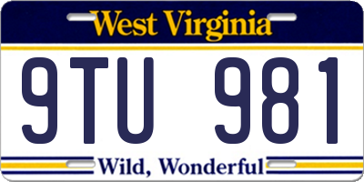 WV license plate 9TU981
