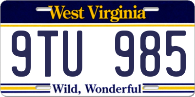 WV license plate 9TU985