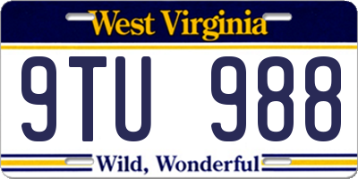 WV license plate 9TU988