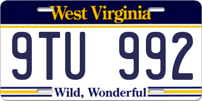 WV license plate 9TU992
