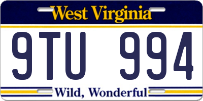 WV license plate 9TU994