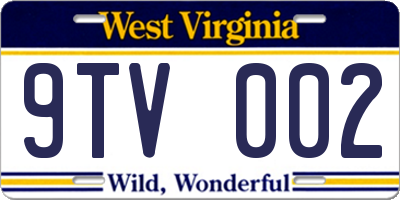 WV license plate 9TV002