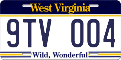 WV license plate 9TV004