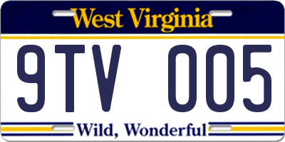 WV license plate 9TV005