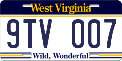 WV license plate 9TV007