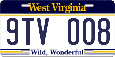 WV license plate 9TV008