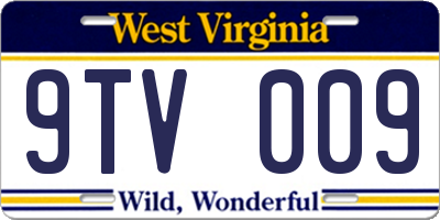 WV license plate 9TV009