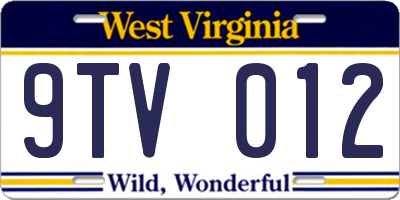 WV license plate 9TV012