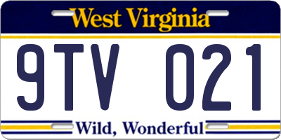 WV license plate 9TV021