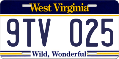 WV license plate 9TV025
