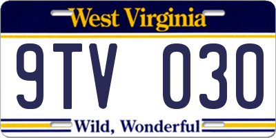 WV license plate 9TV030