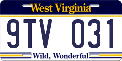 WV license plate 9TV031