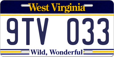 WV license plate 9TV033