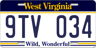 WV license plate 9TV034