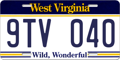 WV license plate 9TV040