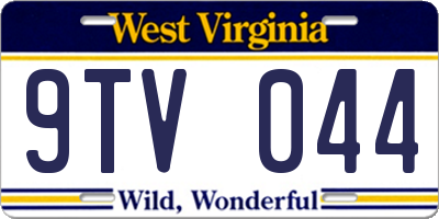 WV license plate 9TV044