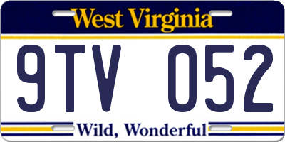 WV license plate 9TV052