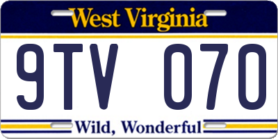 WV license plate 9TV070