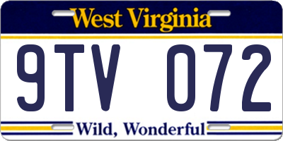 WV license plate 9TV072