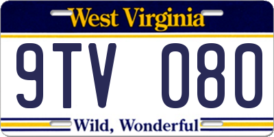 WV license plate 9TV080