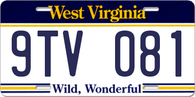 WV license plate 9TV081