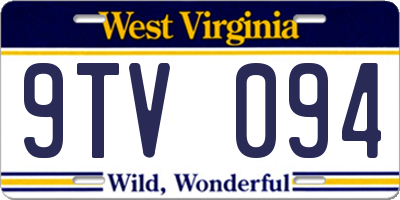 WV license plate 9TV094