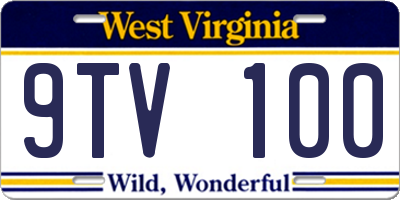 WV license plate 9TV100
