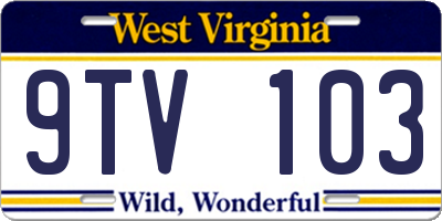 WV license plate 9TV103