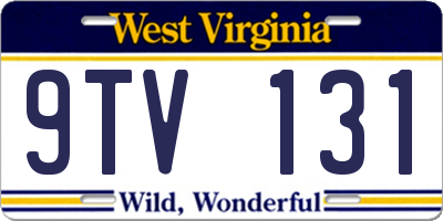 WV license plate 9TV131