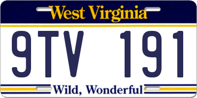 WV license plate 9TV191