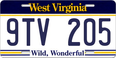 WV license plate 9TV205