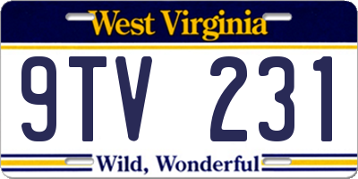 WV license plate 9TV231