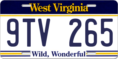 WV license plate 9TV265
