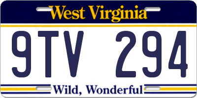WV license plate 9TV294