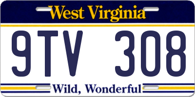 WV license plate 9TV308