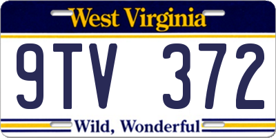 WV license plate 9TV372