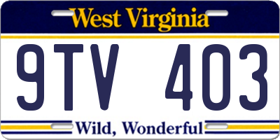 WV license plate 9TV403