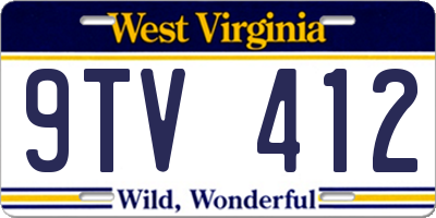 WV license plate 9TV412