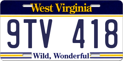 WV license plate 9TV418