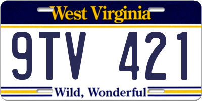 WV license plate 9TV421