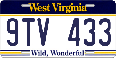WV license plate 9TV433