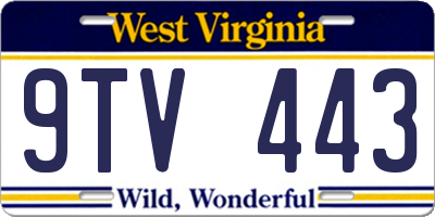 WV license plate 9TV443