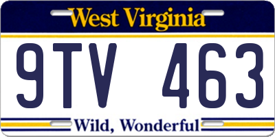 WV license plate 9TV463